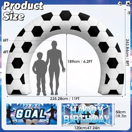 8FT Giant Soccer Inflatable Arch Match Day Party Decor - Waterproof & LED Lights