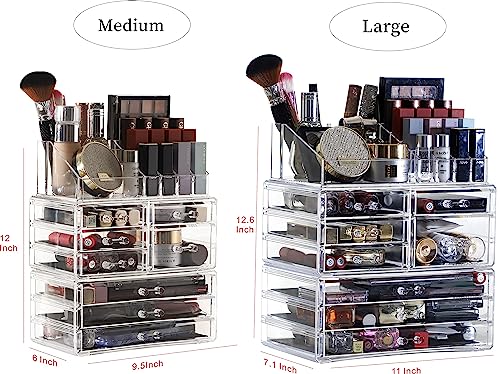 X-Large Acrylic 8-Drawer Makeup Organizer - Clear Stackable Vanity Storage