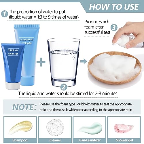 Dandat 120 Pcs 2 oz Plastic Foam Soap Dispensers Bulk Refillable Foaming Pump Bottle Empty Mini Shampoo Lash Cleaning Bottles for Travel Cosmetics Hand Soap(Clear)
