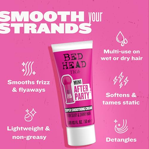 Bed Head by TIGI After Party Super Travel Size Mini Smoothing Cream ? Anti Frizz hair styling product with humidity protection for frizzy, dull or coarse hair, 1.69 fl oz