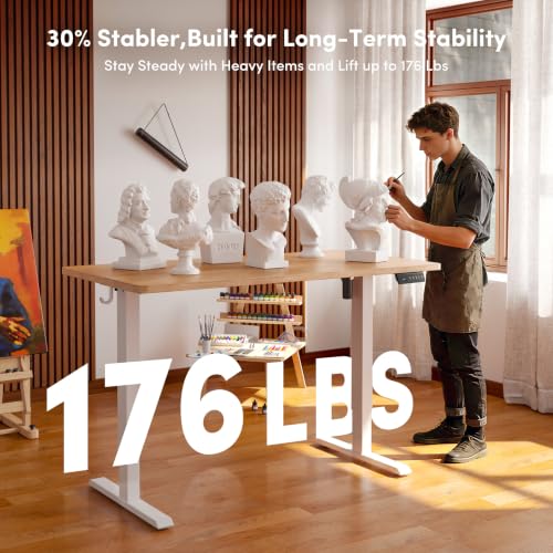 CubiCubi 48-Inch Maple Electric Standing Desk, One-Piece Adjustable Office Desk
