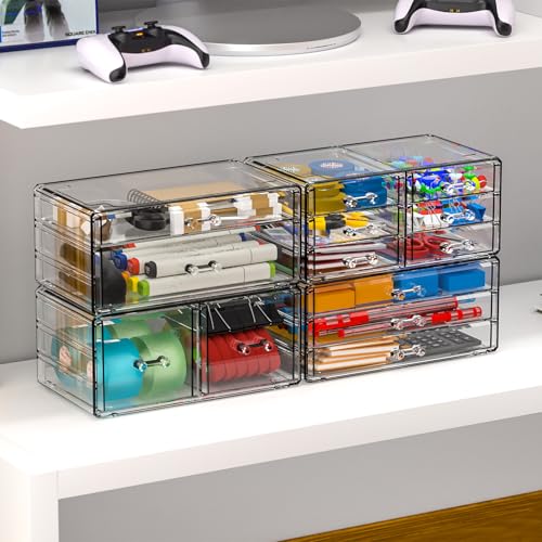 Large 13-Drawer Clear Acrylic Makeup & Hair Organizer – Stackable, Multi-Use Storage