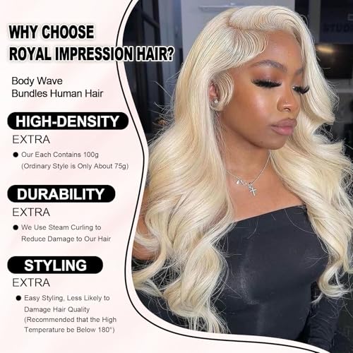 ROYAL IMPRESSION 24 Inch Blonde Body Wave Hair Bundles 613 Virgin Human Hair No Tangle