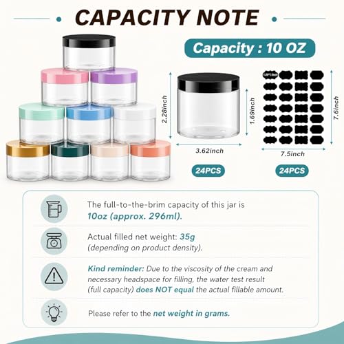 10 oz Clear PET Jar with Black Lid and Label - Leakproof Storage, Versatile for DIY & Kitchen