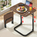 Walnut Wood Extra Large TV Dinner & End Table with Adjustable Laptop Desk - Foldable & Side Stand