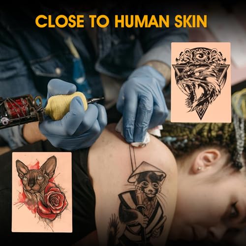 50Pcs Double-Sided Tattoo Practice Skins - Realistic Skin-Like Feel, Reusable, 7.5 x 5.7 Inches