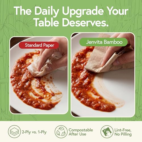 100% Bamboo 2-Ply Napkins 1000 Pack 6.5 x 6.5 Inch Brown - Eco-Friendly Dinner & Party Napkins