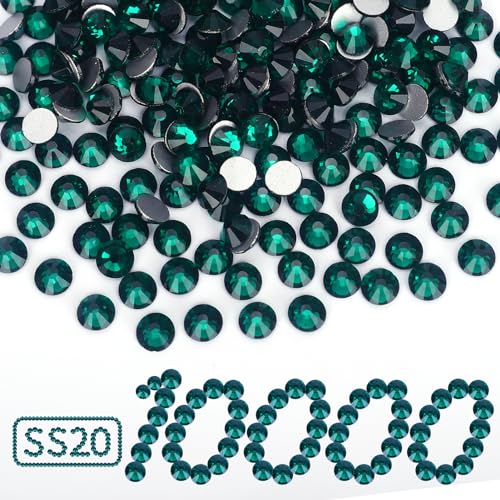 Emerald Flat Back Rhinestones Bulk SS20 10,000 Pieces for Nails Crafts Jewelry