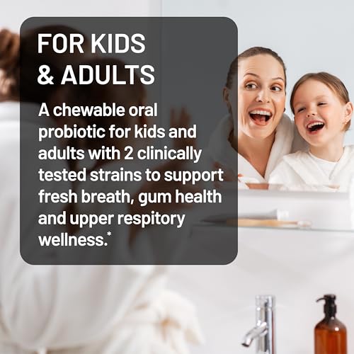 NatureWise Oral Probiotics for Teeth and Gums + Fresh Breath* - Chewable Sugar-Free Mint Tablet - Lactobacillus reuteri Chewable - Oral Health Probiotics For Kids & Adults - 50 Count[50-Day Supply]