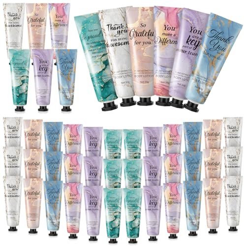 36pcs Employee Appreciation Team Gifts Bulk Travel Size Hand Cream Inspirational Thank You Gifts for Women Dry Skin Hand Lotion Bulk for Teachers Day Christmas Staff Employees Coworkers Women
