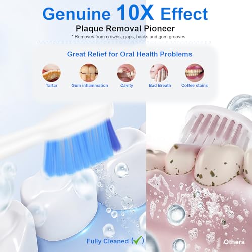 Electric Toothbrush for Adults & Teens with 6 Brushheads - Waterproof, Rechargeable