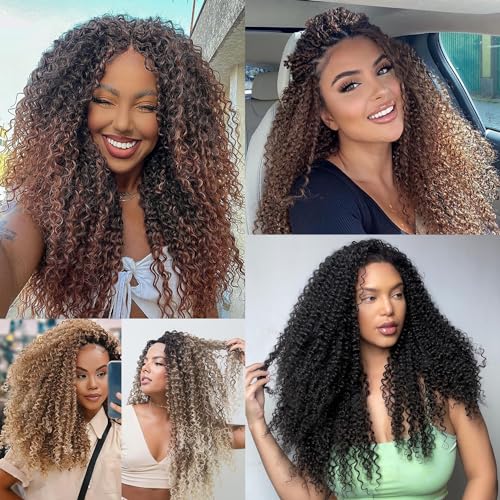 Leeven Pre Looped Micro Kinky Curly Crochet Hair 14 Inch - 8 Packs Black