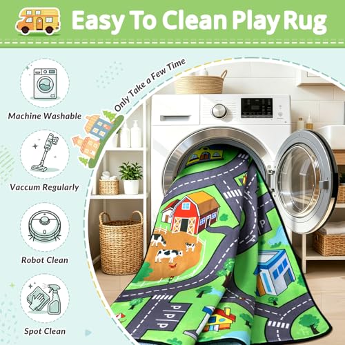 Kids City Road Play Rug 5x7 Ft – Non-Slip Urban Traffic Play Mat for Toddlers