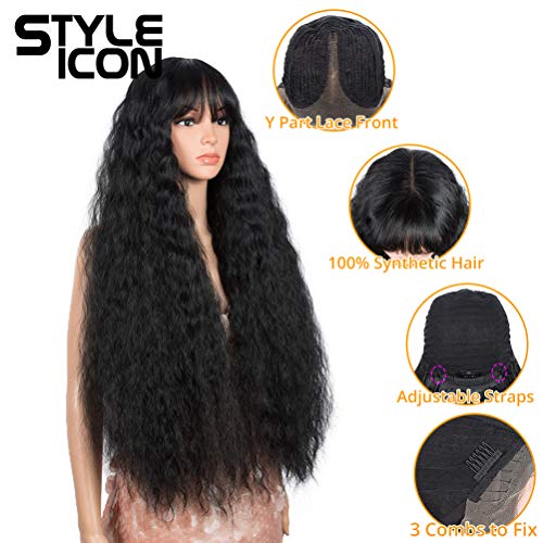 Long Wavy Lace Front Wig 32 Inch Synthetic Hair with Middle Part