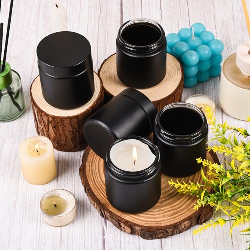 BILLIONSTARS 100g Black Frosted Glass Cream Jars with Black Lid - Airtight Cosmetic Containers for Face Cream, Body Lotion, DIY Skincare Packaging, BPA-Free (Set of 24) (Black Frosted, 3.5oz)