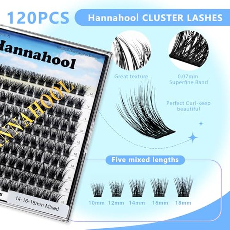 120pcs D Curl Individual Wide Stem Cluster DIY Eye Lashes Extensions Mixed 10-12-14-16mm/14-16-18mm/12-14-16mm Makeup Dramatic Volume Lashes (mixed 12-14-16mm)