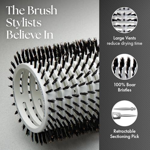 Olivia Garden Ceramic & Ion Turbo Vent Hair Brush with Boar Bristles & Sectioning Pick