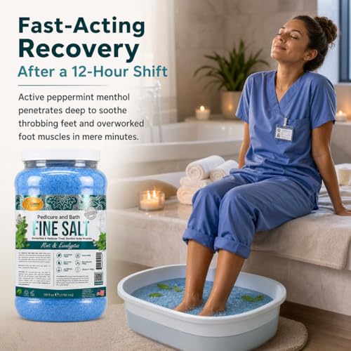 Pedicure Foot Soak Bath Salt with Dead Sea Minerals and Eucalyptus - Mint & Eucalyptus, 128 oz