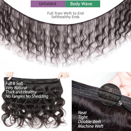 Glimeer 14 16 18 20 Inch Body Wave 100% Unprocessed Brazilian Virgin Hair Bundles (4 Bundles)