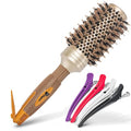 Fagaci 43mm (1.7 Inch) Professional Round Ceramic Boar Bristle Hair Brush with Ionic Nano Technology & Clips