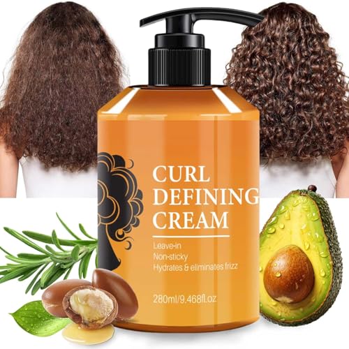Curl Defining Cream Hydrating Argan Oil Hair Mask Curl Cream for Enhances Wavy Hair and Curly Hair, Smoothing Curling Cream Detangles, Conditions and Reduces Frizz (1 Pack)