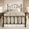 Twin Metal Bed Frame with Victorian Headboard & Footboard - Black, SHA CERLIN