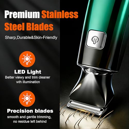 Back Shaver for Men,LED Display 5 in 1 Electric Body Groomer with Adjustable Long Handle - Rechargeable, IPX6 Waterproof Trimmer for Full Body Grooming