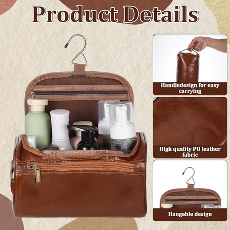 6 Pcs Toiletry Bag for Men Set of 6 Leather Toiletry-Bag for Men with Hook Premium Waterproof Dopp Kit Groomsmen Toiletry Bags PU leather cosmetic bags for Travel Essentials Gifts
