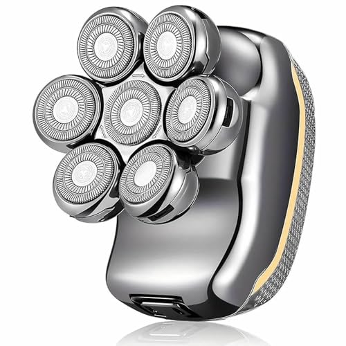 Head Shaver for Bald Men, 5-in-1 Electric Shaving & Grooming Kit, 7D Magnetic Rotary Electric Razor, Waterproof for Wet & Dry Use, USB-C Charging, LED Display Rechargeable Head & Body Hair Shaver