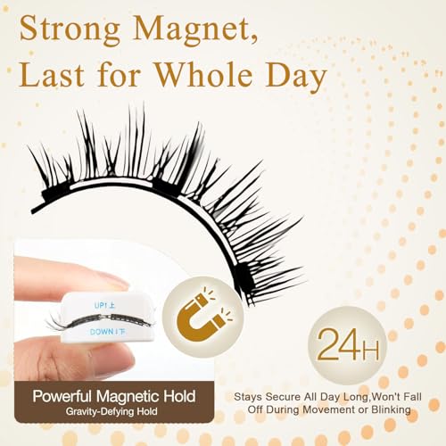 Ginani Magnetic Lashes, Magnet Eyelashes with Applicator for Valentine's Day,No Glue o Liner Needed Reusable Eyelashes Kit for Women Daily Use(Natural+Fuller)