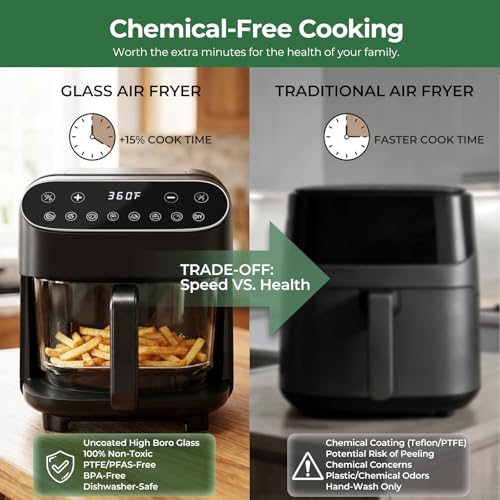 5 QT Glass Air Fryer with Digital Touch Control - Black
