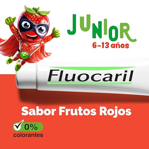 Fluocaril Junior Kids Toothpaste with Red Fruit Flavor 2x75ml for Ages 6-12