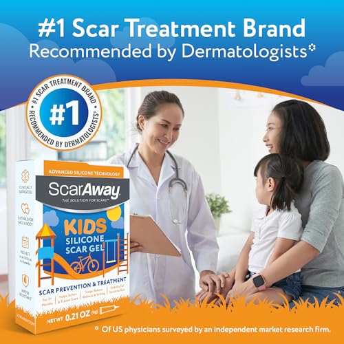 ScarAway Kids Silicone Scar Gel, 100% Medical-Grade, Helps Improve Size, Color & Texture of Hypertrophic & Keloid Scars on Face & Body from Injury, Burns & Surgery, Water Resistant, Clear, 6g
