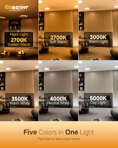 White 4 Inch LED Recessed Ceiling Lights with Night Light 12 Pack Dimmable 2700K-5000K