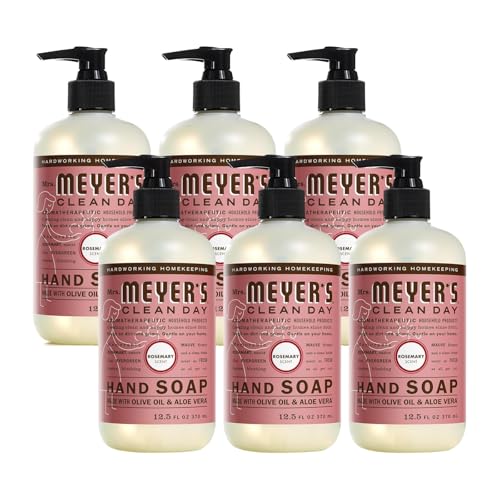 Mrs. Meyer's Rosemary Liquid Hand Soap 12.5 Fl Oz Pack of 6 - Non-Drying, Cruelty-Free