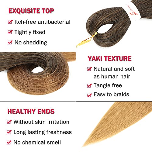 Pre Stretched Ombre Braiding Hair Extensions 30 Inch - Brown 8 Packs - Easy Crochet & Twist Synthetic Hair - MIYPMUNS Variation 30 Inch-8Pcs / 1B-30-27