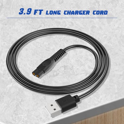 5V USB Charging Cable Compatible with Philips One Blade QP2724 Charger Cord for Phillips Norelco Oneblade 360, QP1924, QP2834, MG5910, Shaver 3600, 3900, 2 Packs Beard Trimmer Power Cord for Travel