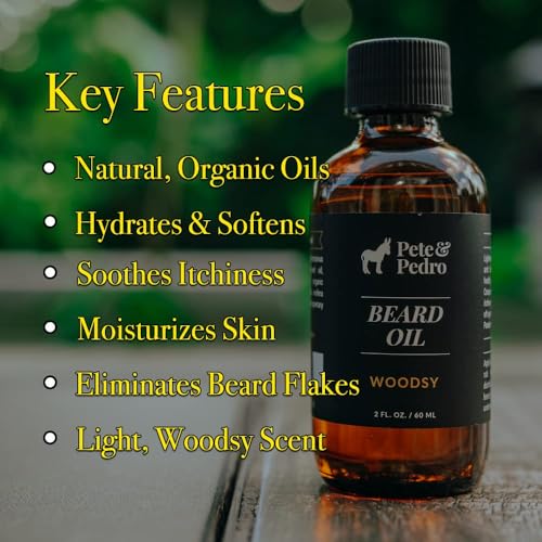 Natural Beard Oil with Woody Scent - Organic Hydrating & Softening 2 oz