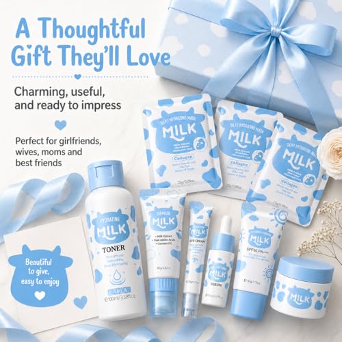 Hydrating Milk Skin Care Set for Women & Girls - Natural Nourishing Gift