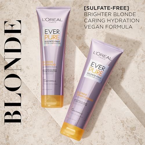 L'Oreal Paris Blonde Sulfate Free Shampoo for Color-Treated Hair, Neutralizes Brass + Balances, EverPure, 8.5 Fl Oz (Packaging May Vary)