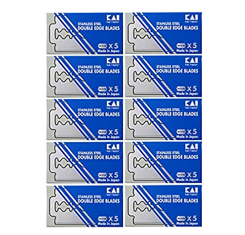 50 Stainless Steel Double Edge Safety Razor Blades - Kai Cutlery