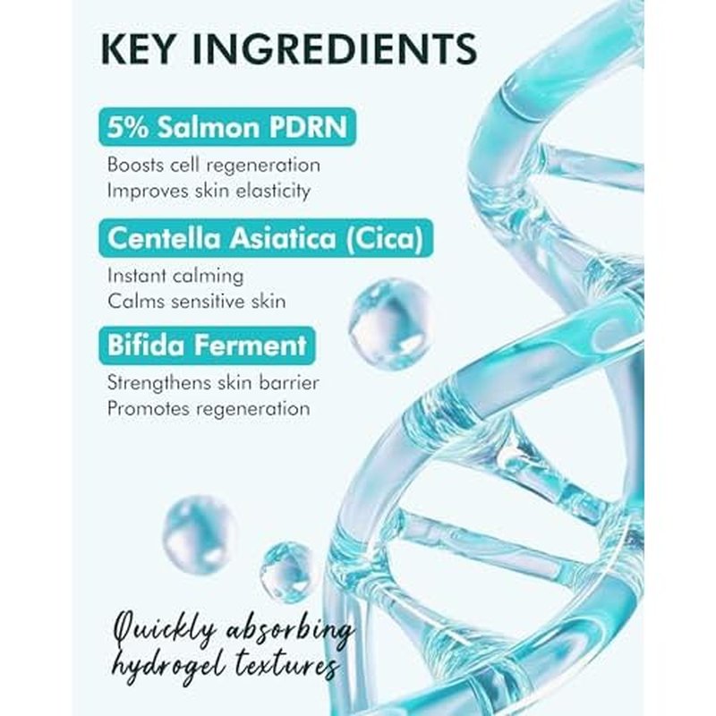 DERMAL Seoul Face PDRN Hydrogel Melting Mask (4 Pack) - 5% Salmon DNA Overnight Regeneration Facial Mask - Skin Barrier Repair & Calming Ritual with Cica & Probiotics - K-Beauty