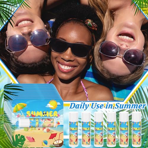Demissle 24 Pack SPF 30 Lip Balm with Summer Beach Design - Bulk Party Favors