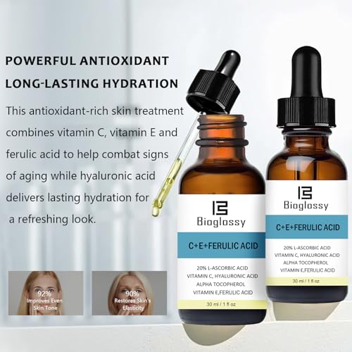 Vitamin CE Ferulic Acid Serum 20% Vitamin C Serum + Vitamin E & Hyaluronic Acid - Skin Moisturizer Face Dark Spot Corrector and Anti Aging 30ml / 1 fl.oz