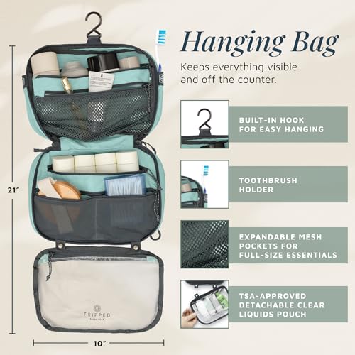 Turquoise 3-Piece Travel Toiletry Bag Set - Travel Organizer Bags