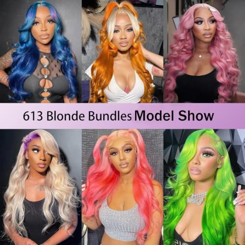 613 Blonde Human Hair Bundles 18-32 Inch Body Wave Virgin Brazilian Weave