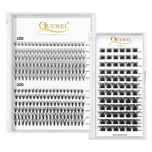 Cluster Lashes 240Pcs Individual Lashes 10D+20D D Curl Mix8-14mm & Cluster Lashes 72 Pcs Wide Stem Individual Lashes C/D Curl 8-16mm