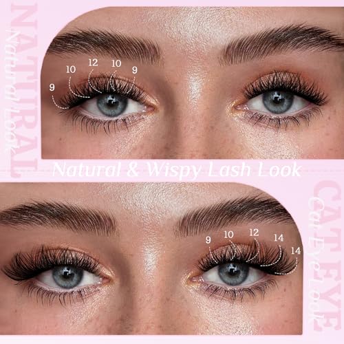 Natural Wispy Lash Clusters 9-14MM D Curl Cluster Eyelash Extensions Soft Eyelash Clusters,9mm 10mm 12mm 14mm False Eyelashes 120pcs Lash Clusters