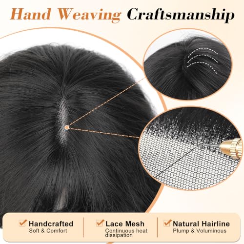 Hair Toppers for Women with Thinning Hair - 20 Inch Medium Brown, Clip-In, Realistic Synthetic