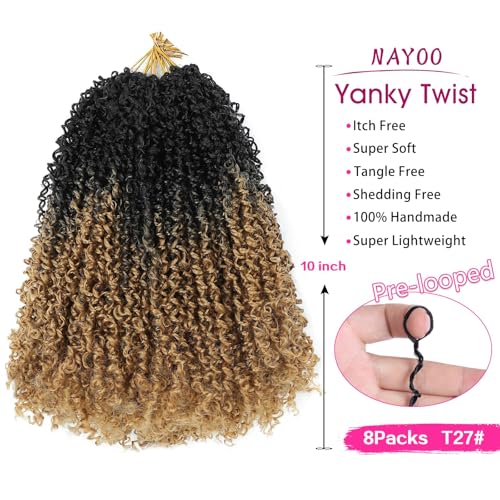 Pre-Looped Yanky Twist Crochet Hair 10in 8-Pack for Natural Styles